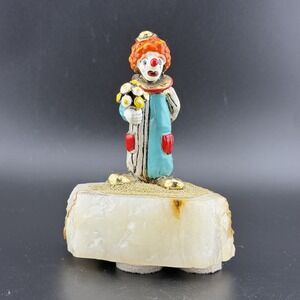 Ron Lee Signed 1983 Say It With Flowers Clown Figurine Quartz Crystal Base #359